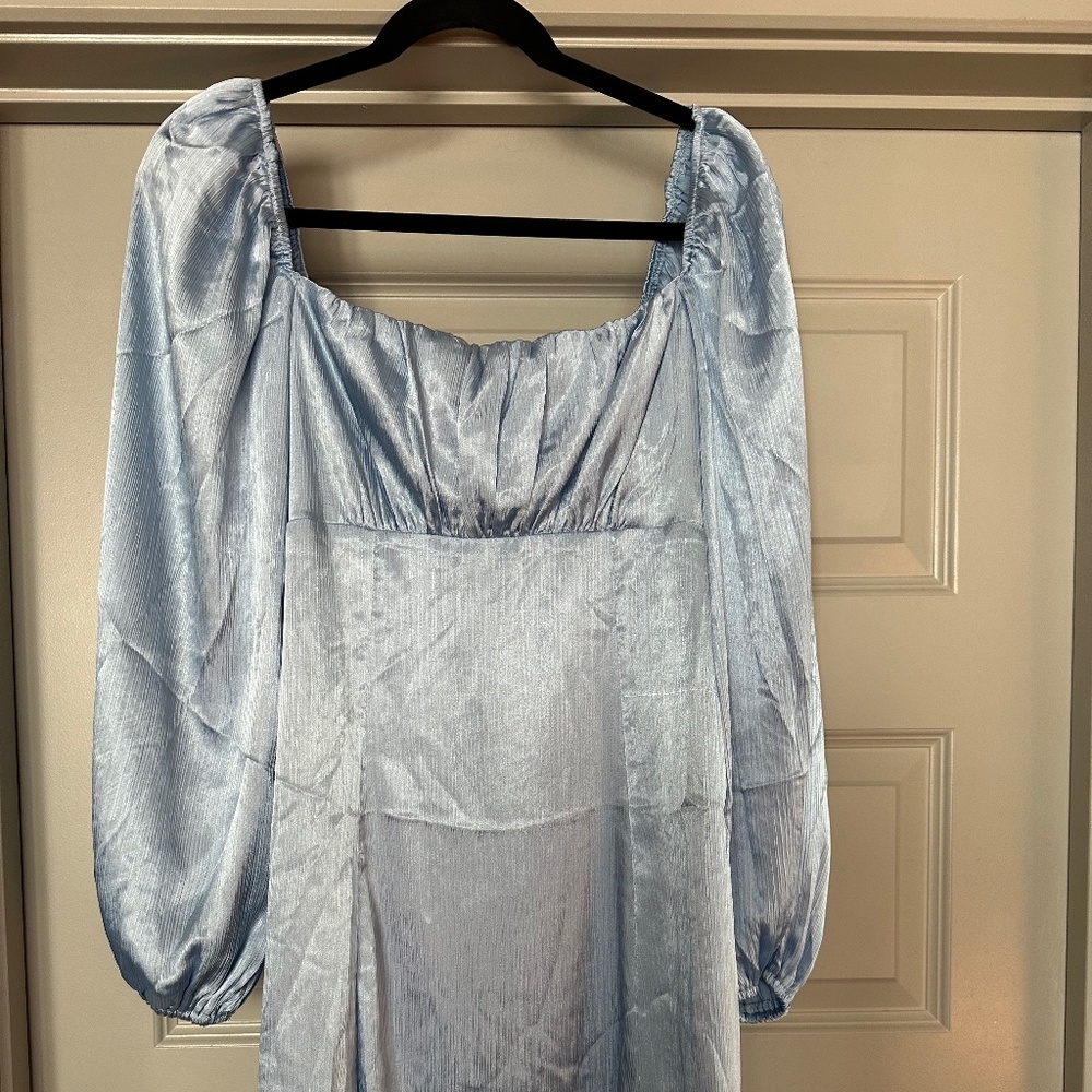 Satin blue mini dress